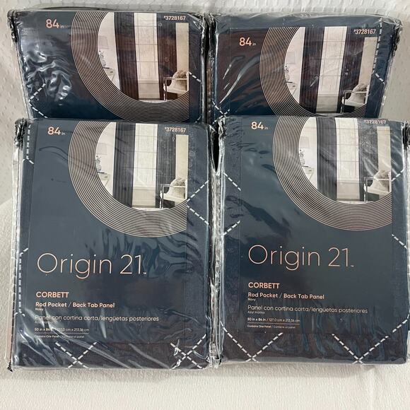 Origin 21 Navy Geometric Light Filtering Back Tab (4 Panels) 50 x 84" (3728167) - Picture 5 of 6